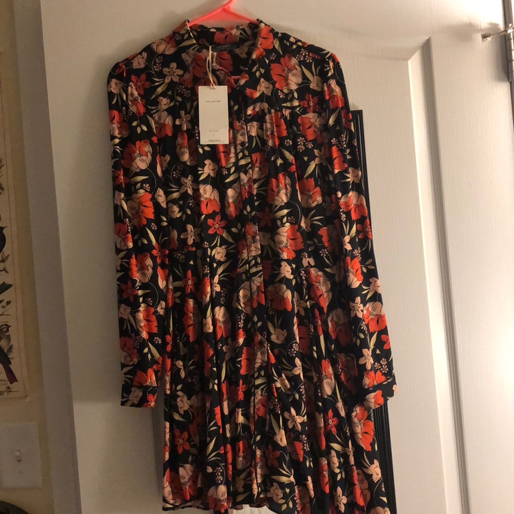 Zara Button up floral collared dress